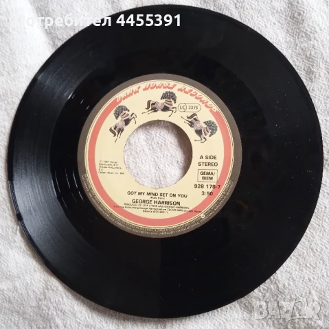 Грамофона плоча сингъл George Harrison "Got my mind set on you"1987, снимка 4 - Грамофонни плочи - 51199360