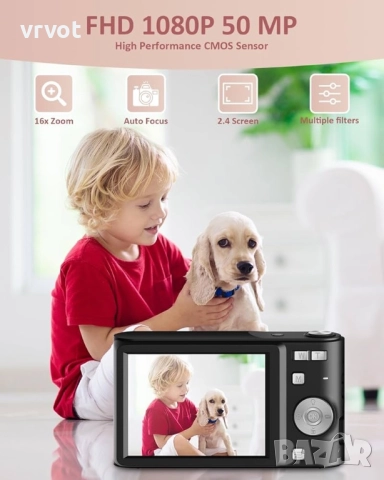 🔥 Нова компактна цифрова камера M03 – 50MP снимки + FHD видео + 32GB карта 🎁, снимка 2 - Камери - 51912093