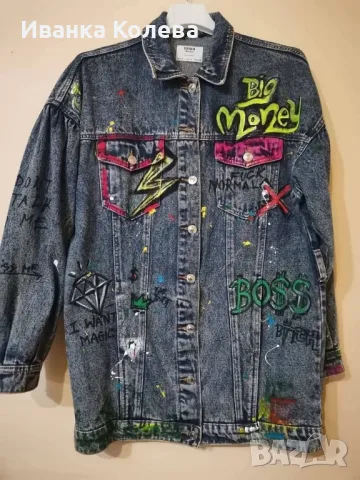 ръчно рисувано дънково яке , снимка 1