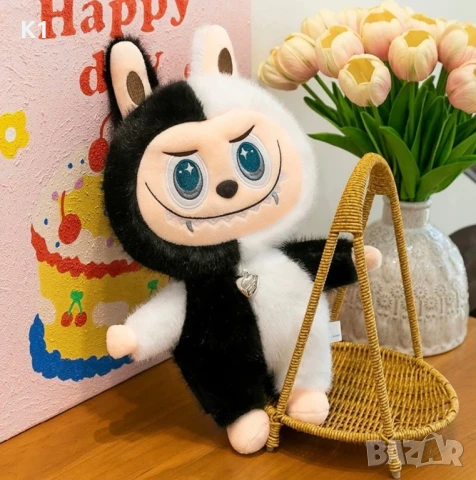 Голямо Лабубу Angel & Devil, 30см Labubu Angel Бяло/Черно, снимка 2 - Плюшени играчки - 51146712