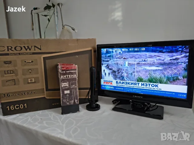 Телевизор Crown 16inch Led TV 12V, снимка 4 - Телевизори - 55715671