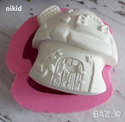 Къща Къщичка тип гъбка приказка силиконов молд форма фондан гипс декор