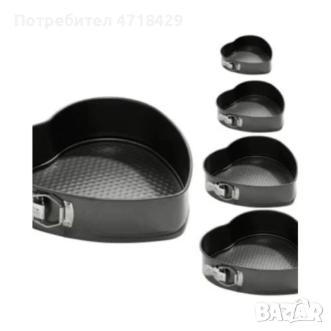 Комплект от 5 броя закопчаващи се тефлонови тави за печене Сърце, снимка 2 - Прибори за хранене, готвене и сервиране - 53223624