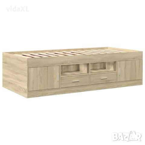 vidaXL Дневно легло с чекмеджета, без матрак, сонома дъб, 100x200 см, снимка 3 - Спални и легла - 56146861
