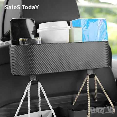 Органайзер за задна седалка, кутия за подглавник, черна