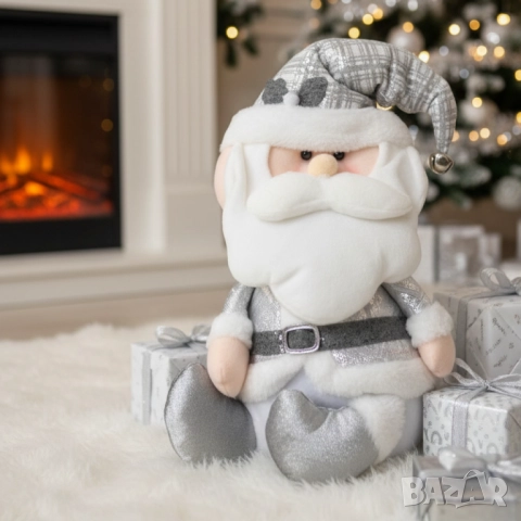 Плюшена играчка Дядо Коледа – седяща коледна декорация в сив или розов вариант, снимка 5 - Други стоки за дома - 52134218