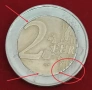 Една изключително рядка монета от 2Евро -2002г със символ (S) и множество дефекти, снимка 2