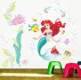 Малката русалка Ариел морско дъно стикер за стена и мебел детска стая или баня самозалепващ