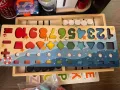 Дъска с цифри, Многоцветна дървена, различни математически знаци, снимка 2