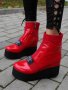 Боти на платформа - червен лак - K135, снимка 2