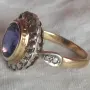 Уникален пръстен със сапфир. Сребро с позлата., снимка 2
