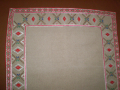 Стара ръчно бродирана ленена покривка каре бродерия копринени и памучни конци, снимка 3