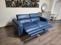 Син кожен диван тройка La-z-boy с електрически релакс механизъм, снимка 4