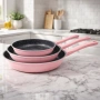Комплект тигани Cheffinger розово с мраморно покритие – 3 части за всяка кухня - розов цвят, снимка 5