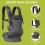 Нова Бебешка раница за носене регулируема с колан и джобове сиво кенгуру за бебе и малко дете, снимка 4