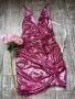 Нова клубна рокля с етикета House London  метален металически ефект в златисто лилав цвят бляскава , снимка 10