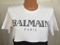 Л / ХЛ Оригинална Balmain Дамска Туника Тениска Бяла Черна Еластичен мек памук, снимка 3