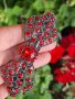 Луксозна метална шнола с червени камъни., снимка 4