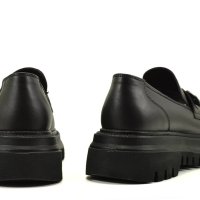 Модерни дамски уолфъри в черен цвят изработени изцяло от естествена кожа , снимка 5 - Дамски ежедневни обувки - 42259252