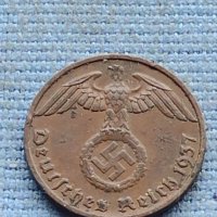 Монета 1 райхсфенинг 1937г. Германска империя с свастика 34841, снимка 6 - Нумизматика и бонистика - 42730529