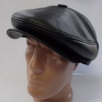 Мъжка кожена шапка каскет,черна-21, снимка 1 - Шапки - 30929563