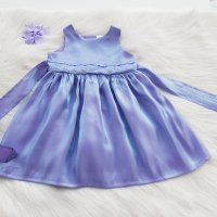 Детска официална рокля лилав сатен 9-12месеца с аксесоар за коса, снимка 5 - Бебешки рокли - 32103550
