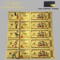 Сет 5 бр. Американски долар на Дисни - златно фолио, снимка 1 - Нумизматика и бонистика - 40580143