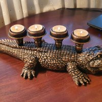 Грамаден качествен крокодил– свещник, Италия, 50см, снимка 8 - Антикварни и старинни предмети - 34497897