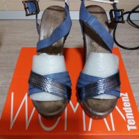 СТРАХОТНИ сини сандали на широк ток и платформа - 36 номер, снимка 3 - Сандали - 29675043