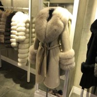Дамско луксозно палто кашмир вълна и лисица код 93, снимка 1 - Палта, манта - 31829802