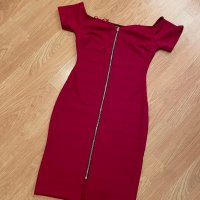 Секси червена рокля с паднали рамене , снимка 5 - Рокли - 40236868