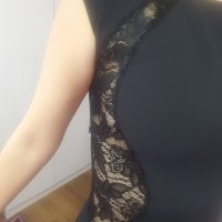 Черна елегантна рокля с дантела размер L, снимка 7 - Рокли - 35112992