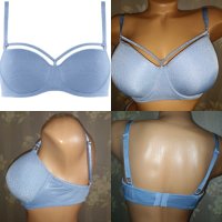 Marlies Dekkers 80 D- Перфектен сутиен с формовани чашки с банел в пастелносиньо и сребристо , снимка 2 - Бельо - 42788841