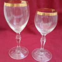 кристални чаши с златен кант , снимка 2 - Антикварни и старинни предмети - 19008457