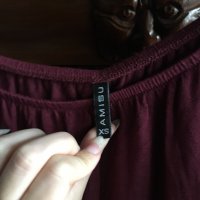 Дамска блуза с паднал ръкав Amisu Бордо, снимка 2 - Тениски - 34316651