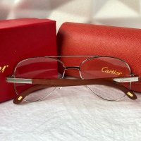 Cartier висок клас мъжки слънчеви очила с дървени дръжки, снимка 11 - Слънчеви и диоптрични очила - 42798463