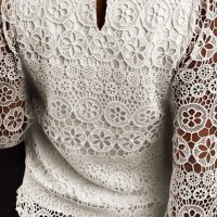 Ефектна дамска блуза в бяло с дълъг ръкав и бродерия, снимка 2 - Блузи с дълъг ръкав и пуловери - 44382635