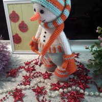 подарък за Коледа. Снежен човек, Ръчно изработена, Плетена играчка, снимка 8 - Плюшени играчки - 42628021