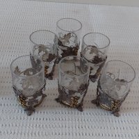 Руски сребърни чаши с кана-сребро 84 и кристал, снимка 13 - Антикварни и старинни предмети - 35623818