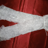 Нови бели дълги дантелени ръкавици без пръсти  40 см , снимка 1 - Ръкавици - 44802532