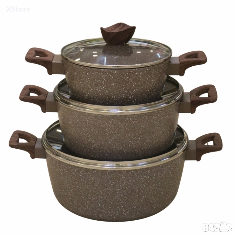 Комплект от 3 алуминиеви тенджери с капак, снимка 1