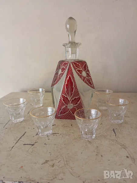 Кристален сервиз за алкохол бохемия, снимка 1