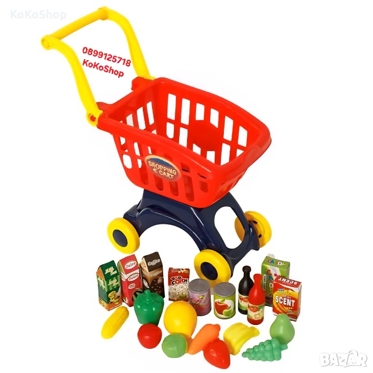 Количка за пазаруване с хранителни продукти-45x23x48 см., снимка 1