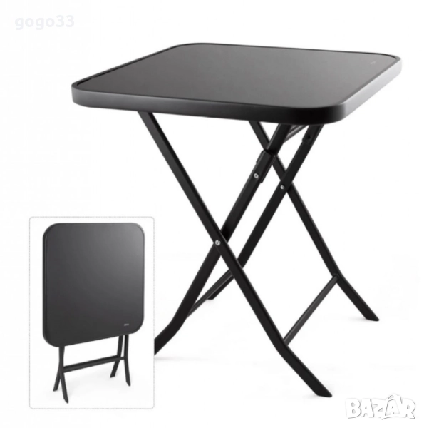 Сгъваема маса Muhler, със стъклен плот, снимка 1
