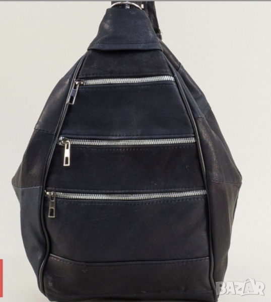 Модерна дамска черна раница с ципове , снимка 1