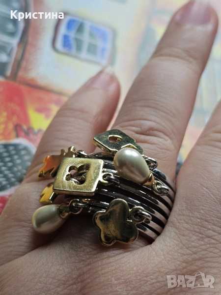 Марков сребърен пръстен с талисмани, снимка 1