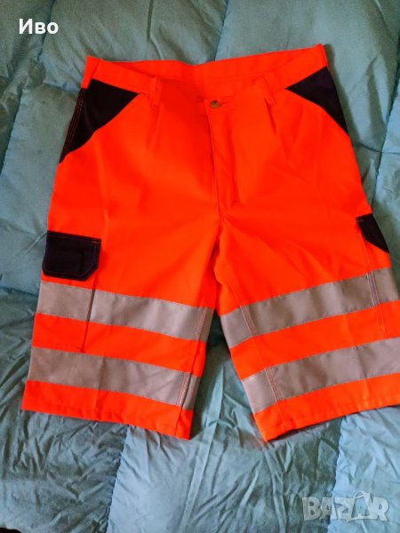 Светлоотразителни работни панталони оранжеви къси, снимка 1