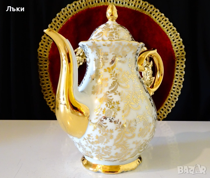Кана баварски костен порцелан,злато,барок. , снимка 1