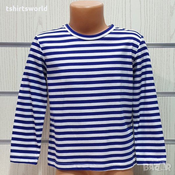 Нова детска класическа моряшка блуза с дълъг ръкав, снимка 1