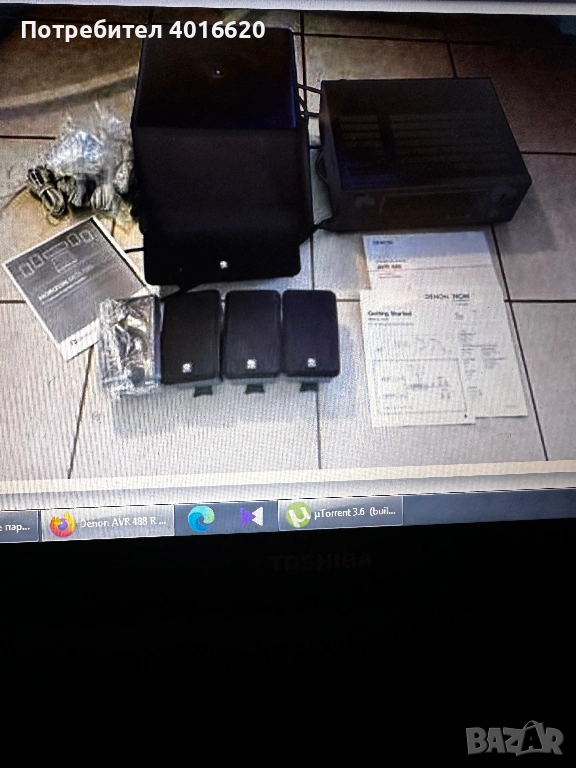 Denon AVR 488 R 5.1 surround receiver + 5 speakers and Subwoofer, снимка 1